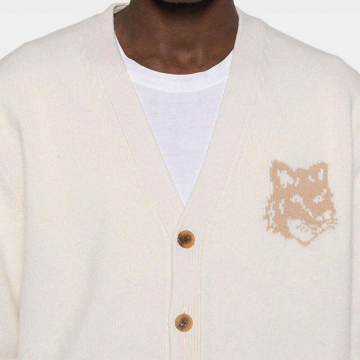 Maison Kitsune Fox Head Wool Cardigan Men Navy PM00509 KM0329