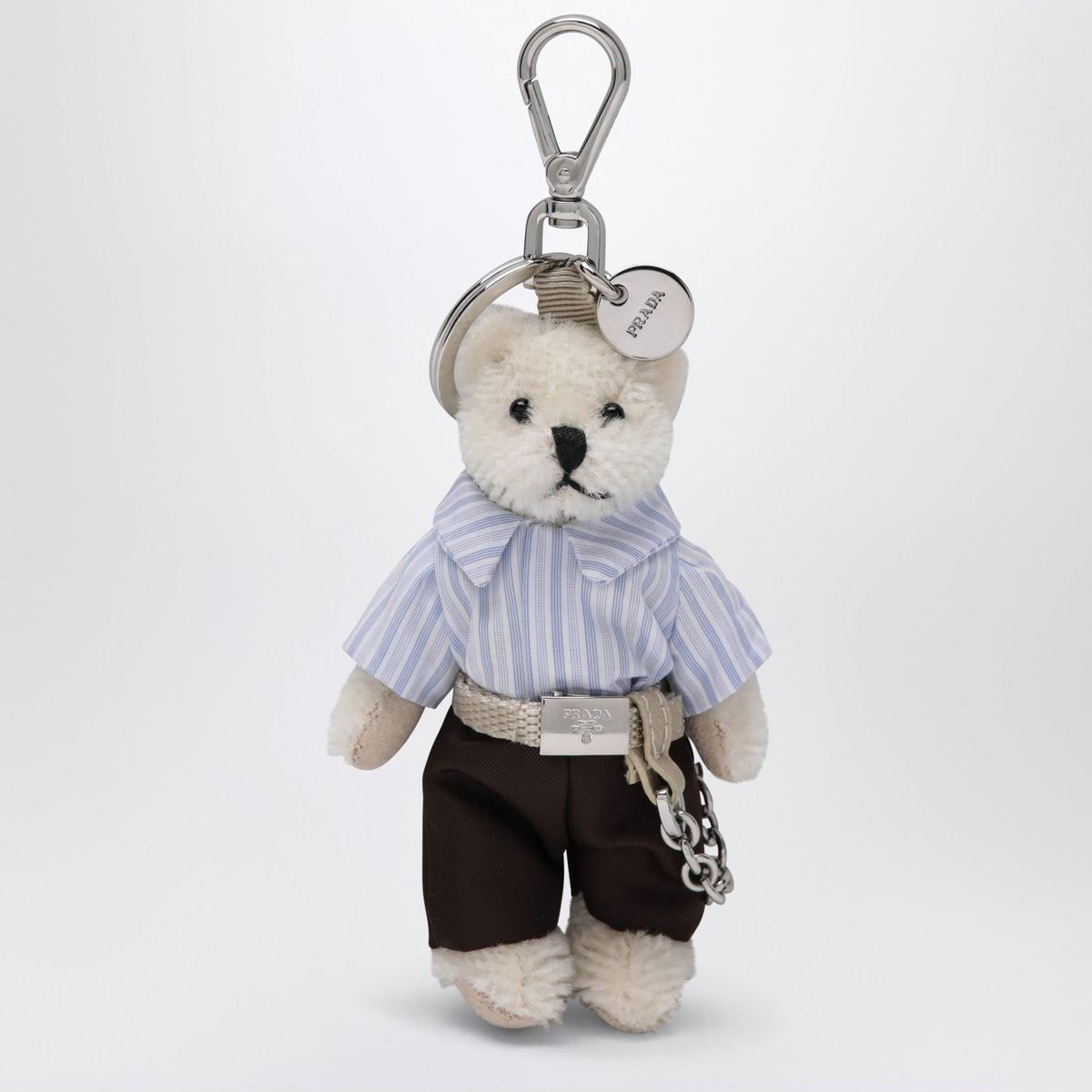 PRADA Black Leather Keyring Keychain