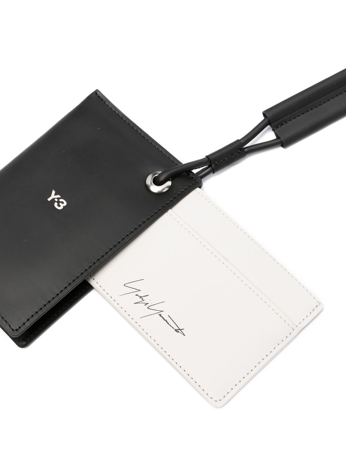 Y-3 Logo Lanyard Card Holder Black Card Wallet