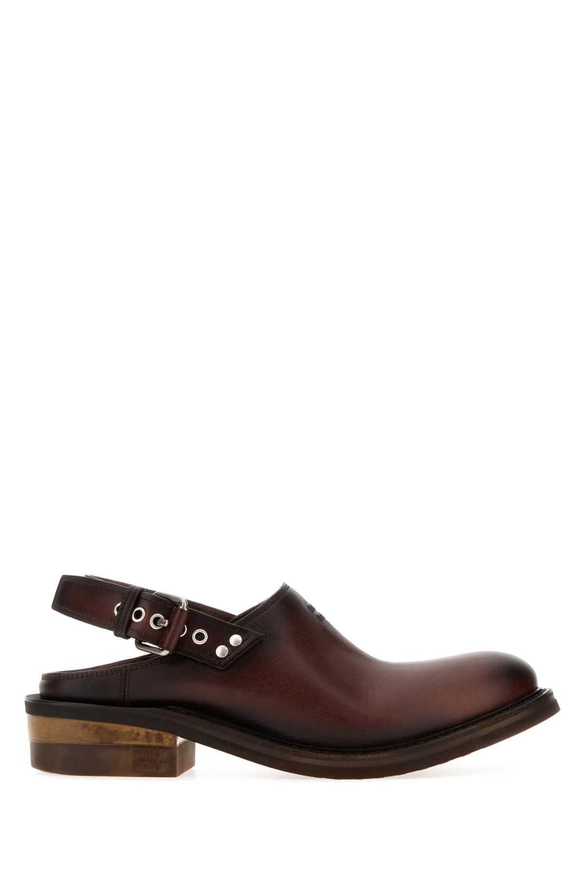 Miu Miu Black Leather Slide Sandals