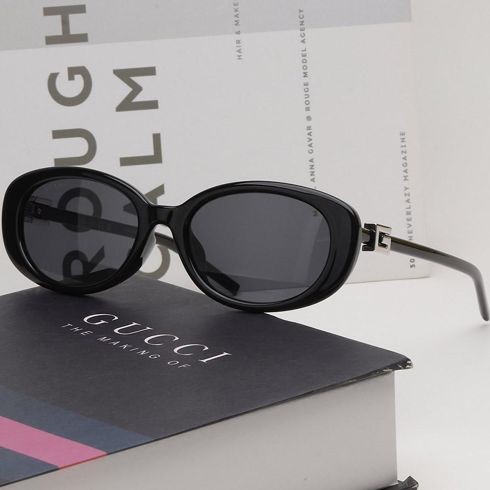 GUCCI Black Oval Sunglasses Unisex Asian Fit Fashion Accessory