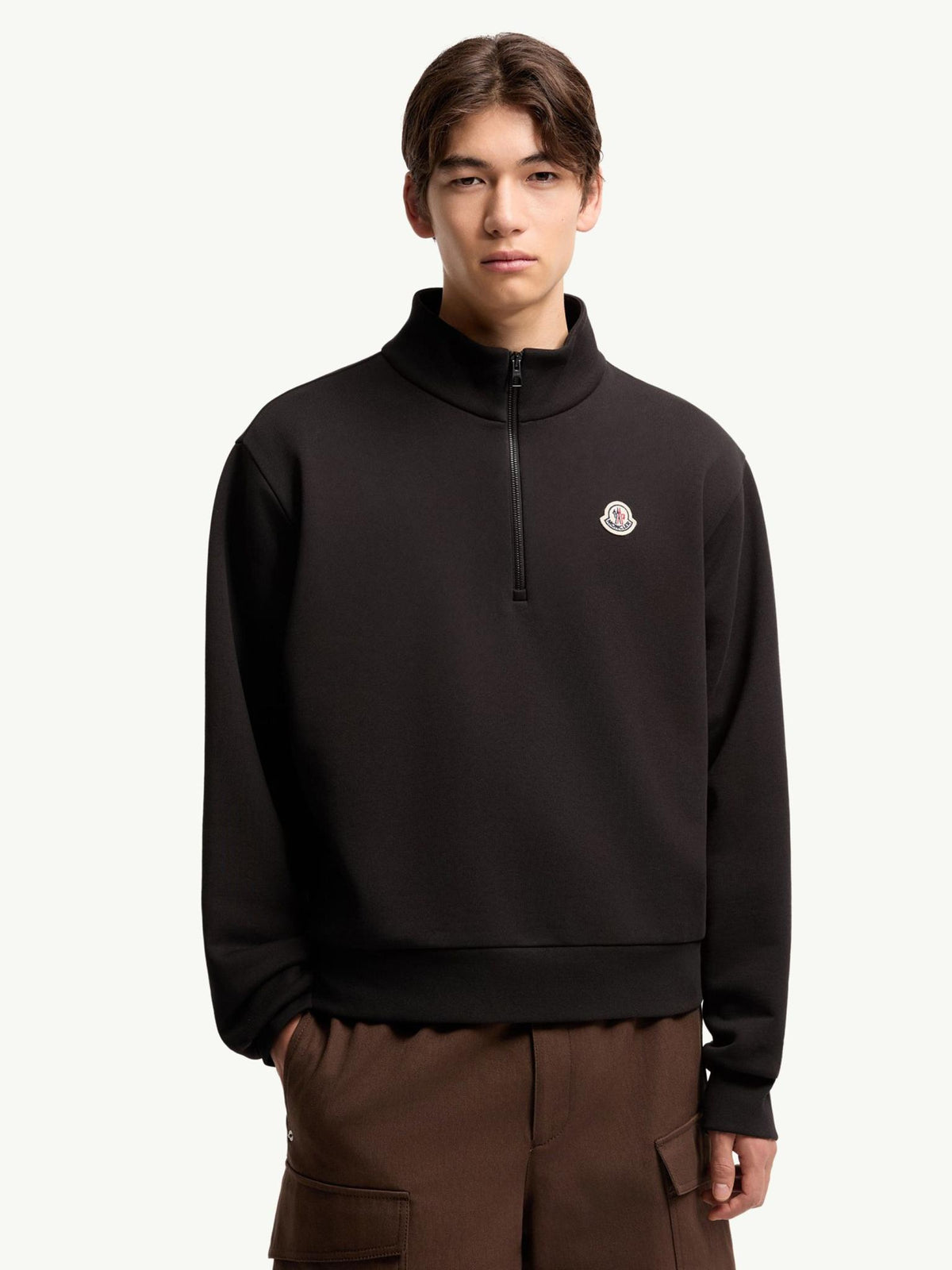 Moncler Black Cotton Logo Sweatshirt for Men