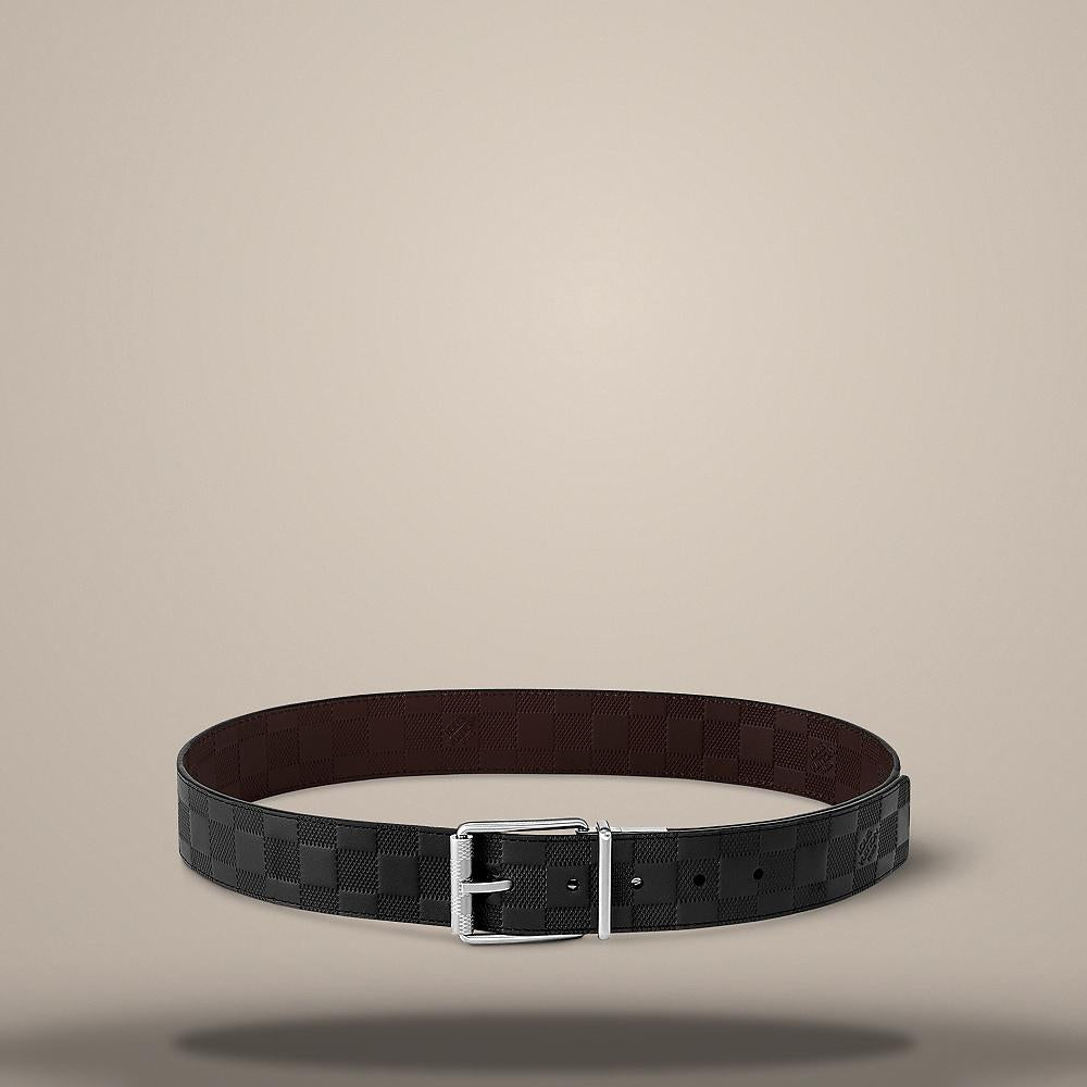 Louis Vuitton Damier Print Reversible 40mm Cowhide Belt Brass Brown M9150