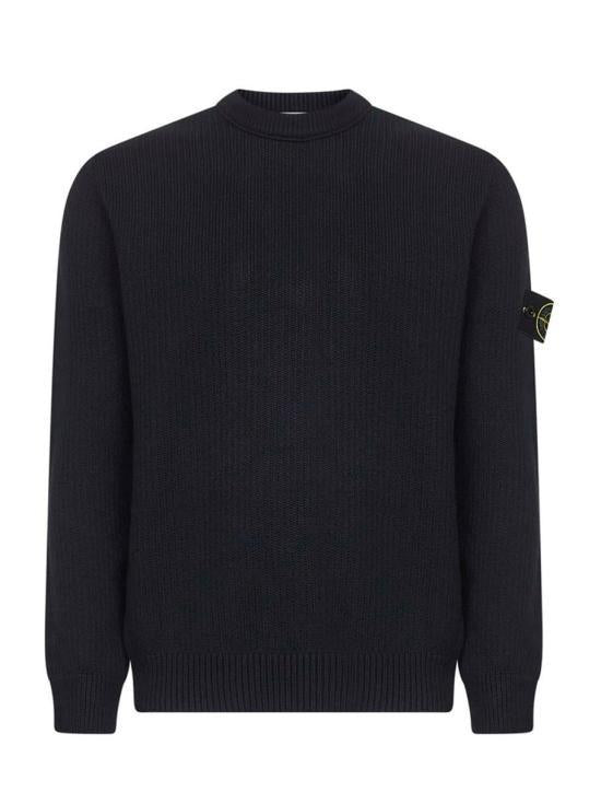 STONE ISLAND Winter Cotton Crewneck Sweater Black Men
