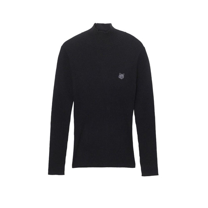 Maison Kitsune Fox Head Turtleneck Knit Sweater Women Black