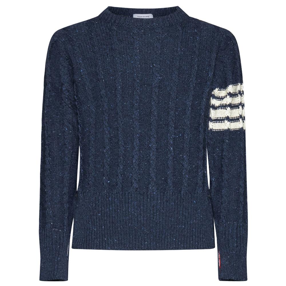 THOM BROWNE Twist Cable Knit Crewneck Sweater MKA469B Y1506 424