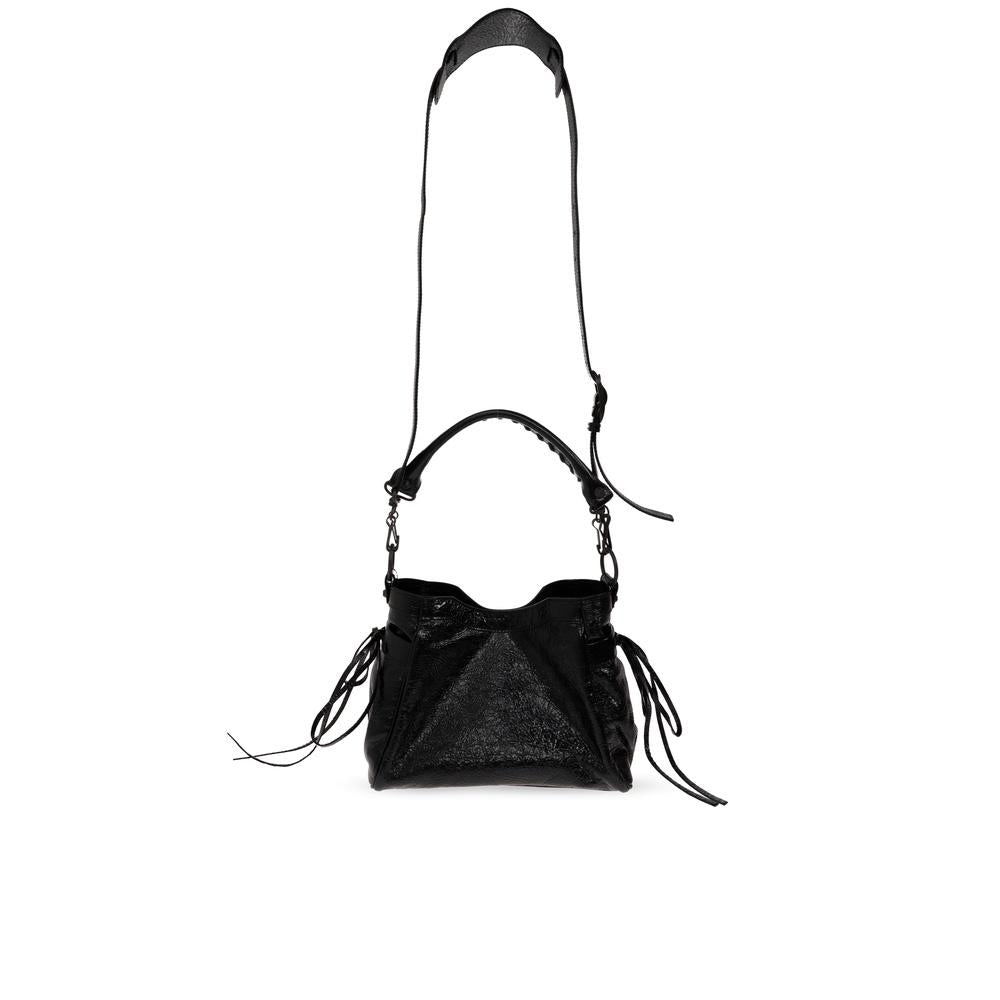 BALENCIAGA Le Cagole City Bucket Bag Black Leather Shoulder Bag