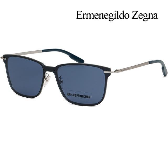 Zegna Matte Silver Asian Fit Sunglasses with Blue Lenses EZ0197D 16A