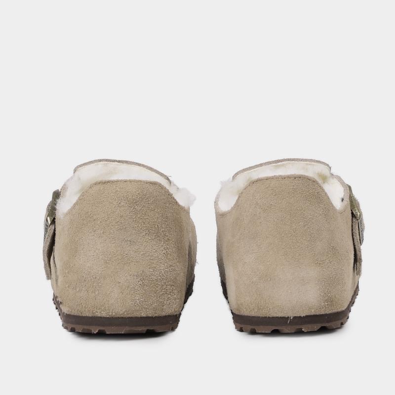 Birkenstock London Shearling Fur Shoes Taupe Sandals 1028470