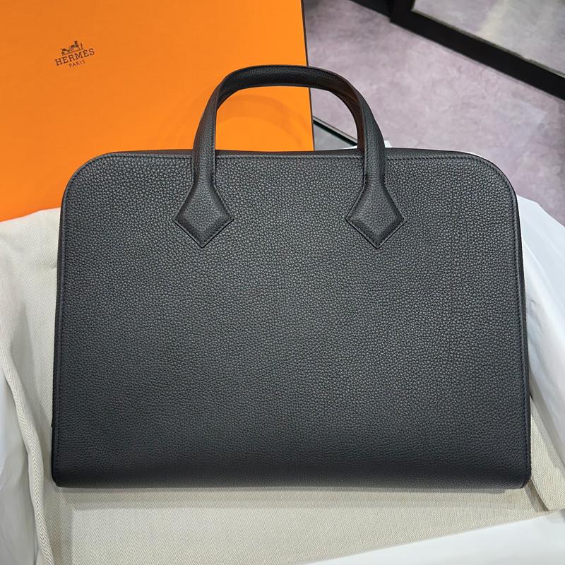 HERMES Victoria Light Brief Case 35 Black Tote Bag Unisex