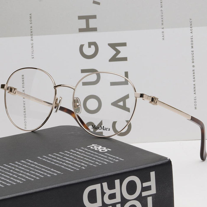 Max Mara Round Gold Metal Eyeglass Frames Unisex Accessories MM5081 032