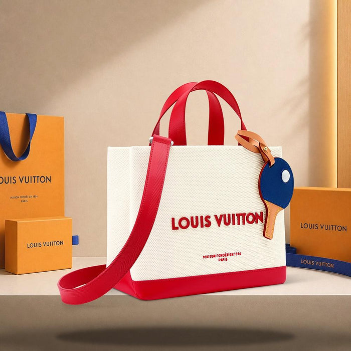 Louis Vuitton Ecru White Red Sprint Mini Shopper Tote Clutch M29322