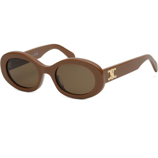 CELINE Brown Acetate Oval Triomphe Sunglasses Unisex