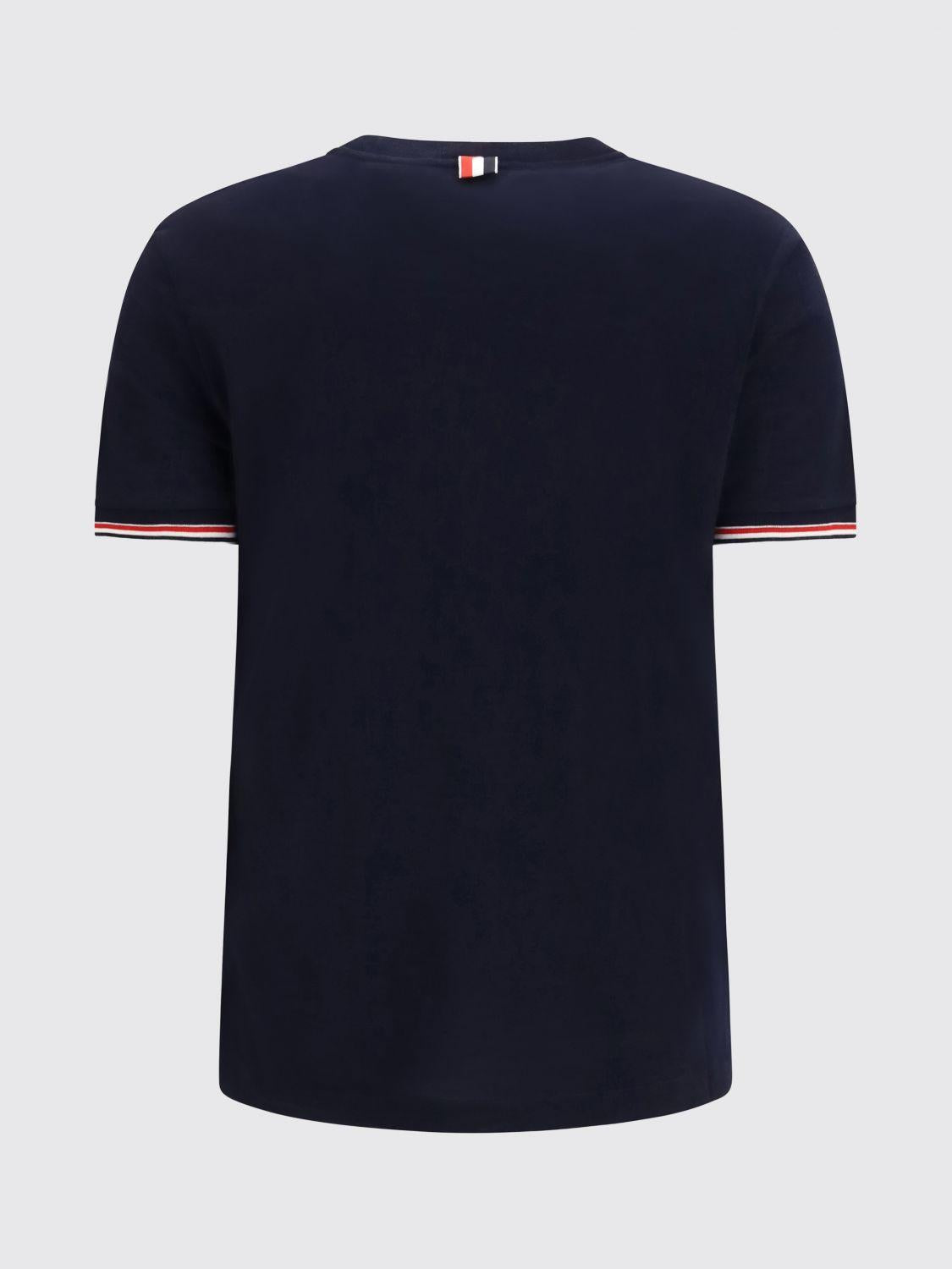 THOM BROWNE Navy Cotton Short Sleeve T-Shirt