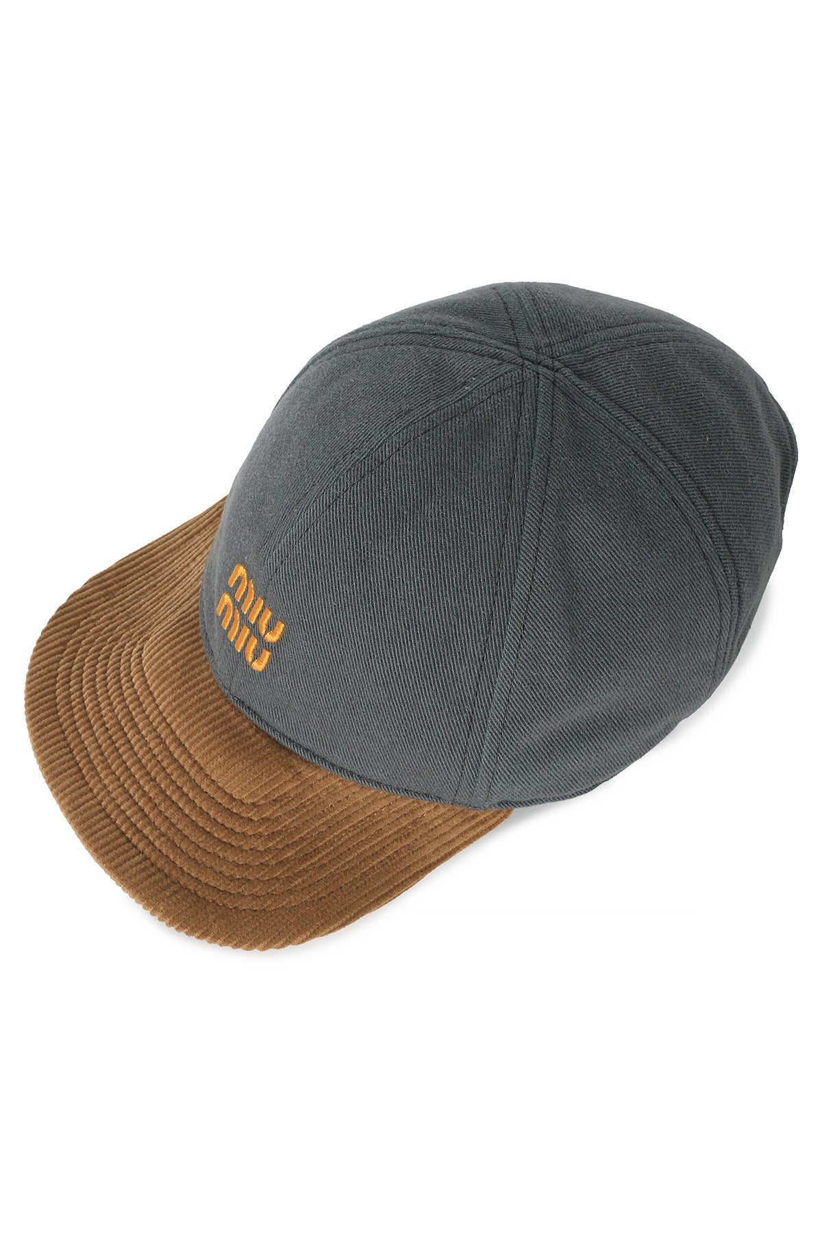 Miu Miu Gray Denim Corduroy Baseball Cap 5HC369 2CWD F0031