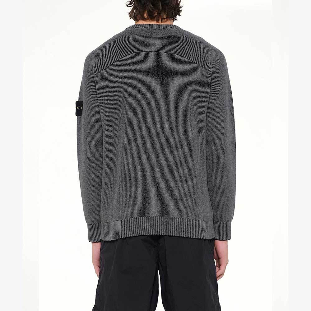 STONE ISLAND Men’s Rib Bouclé Crewneck Sweater Melange Charcoal 5100033
