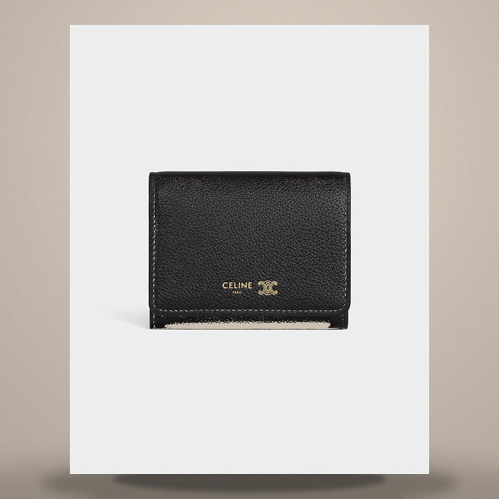CELINE Triomphe Stamped Fine Card Holder Supple Grained Calfskin L100A2O54 GFS3