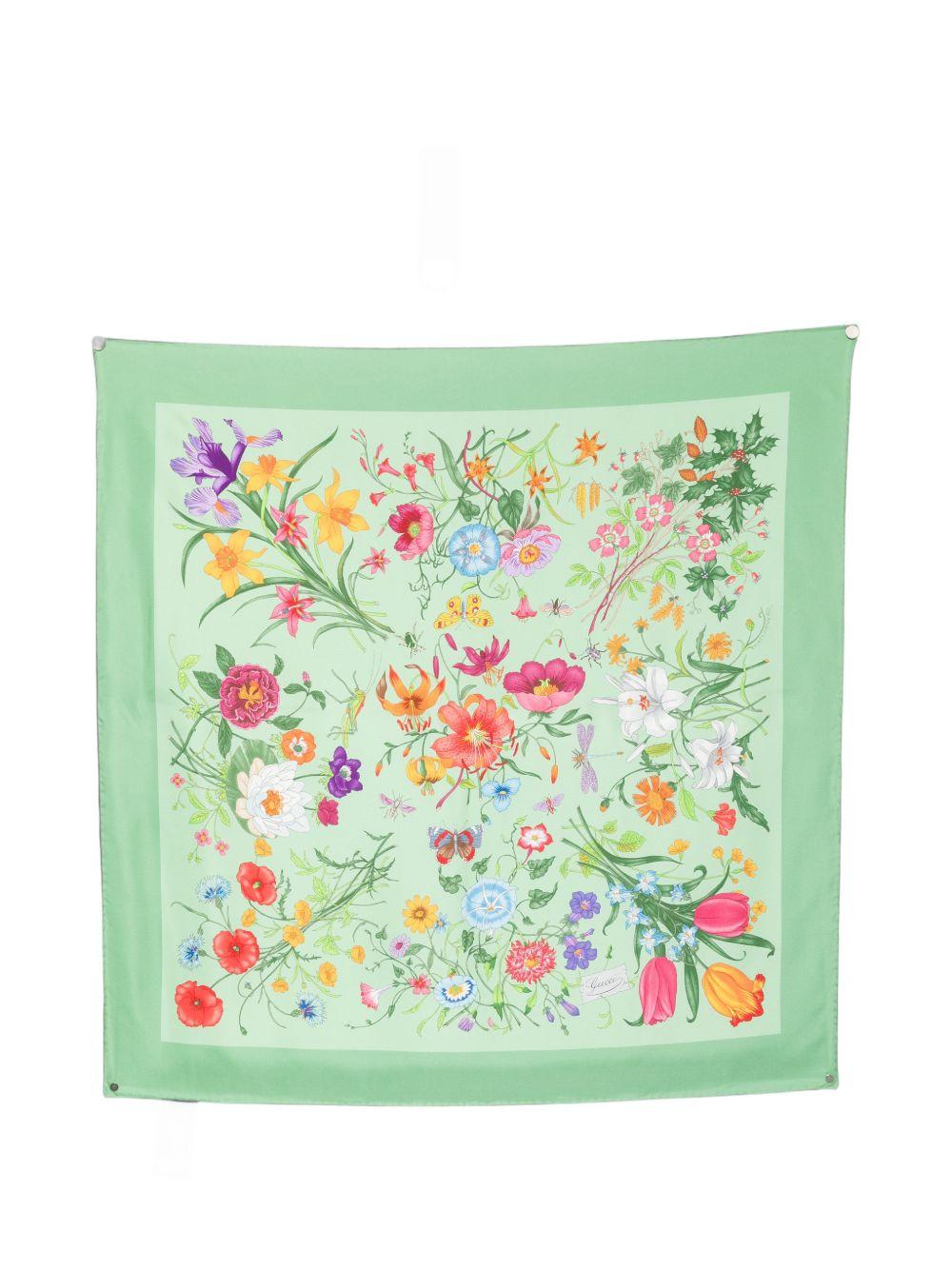 GUCCI Silk Logo Print Scarf