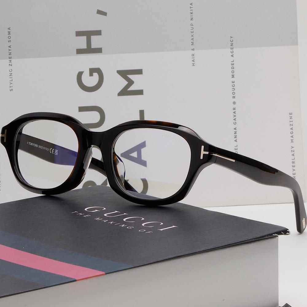 TOM FORD Blue Light Blocking Thick Tortoise Horn-Rim Asian Fit Glas TF6005DB 052
