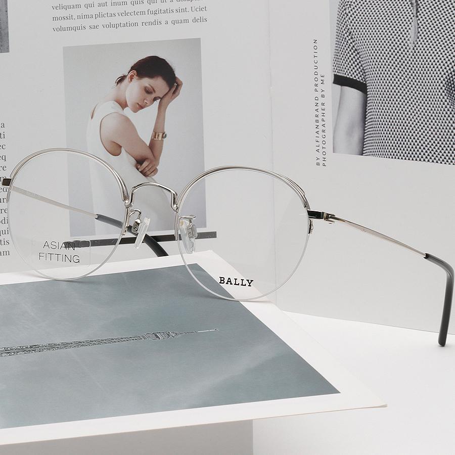 BALLY Asian Fit Round Semi-Rim Metal Eyeglass Frames Unisex BY5009H 016