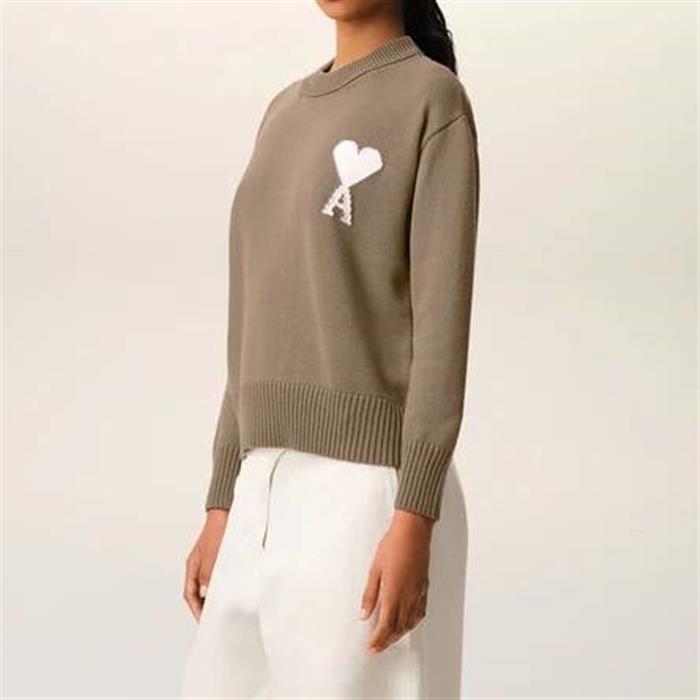 AMI Wool Cotton Crewneck Ami de Coeur Sweater