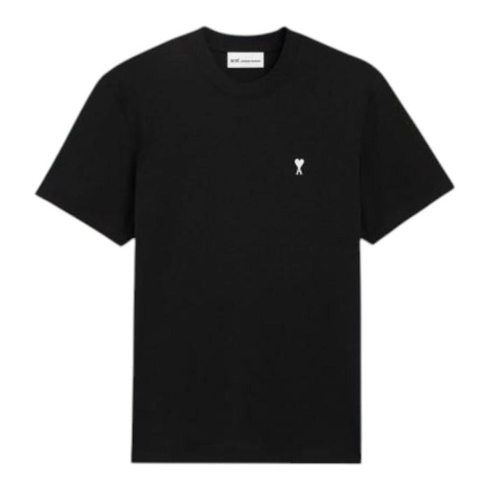 AMI White Cotton Short Sleeve T-Shirt Black