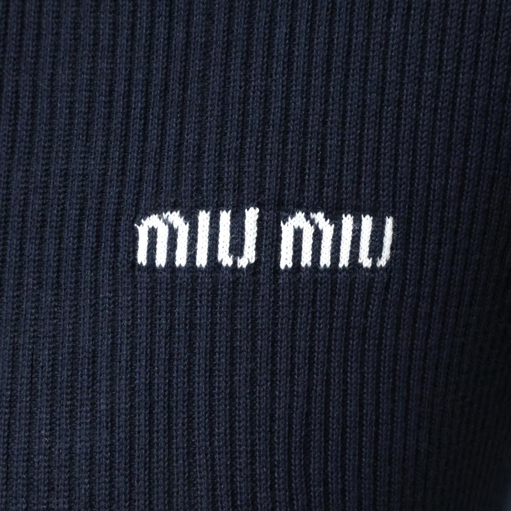 Miu Miu Logo Zip-Up Cardigan Black Women’s Knit