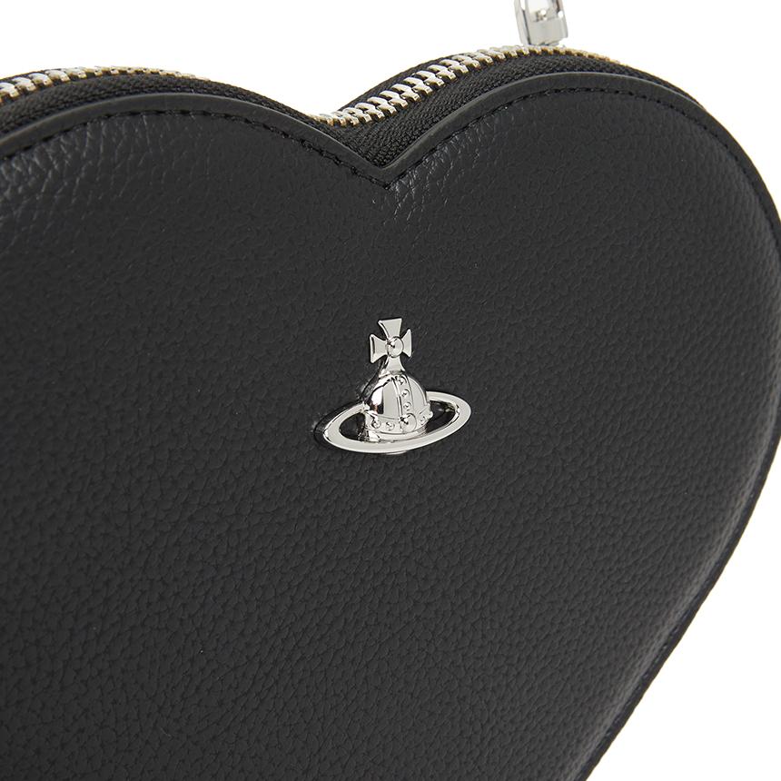 Vivienne Westwood Heart Chain Crossbody Bag Black Leather Women