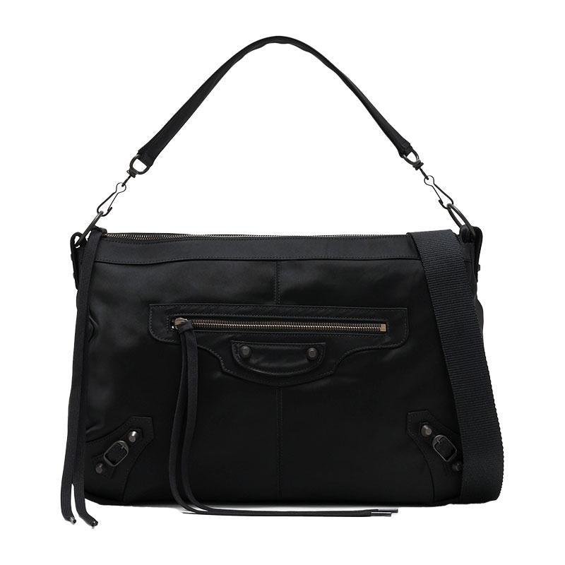 BALENCIAGA Le City Moto Medium Crossbody Bag Black Leather
