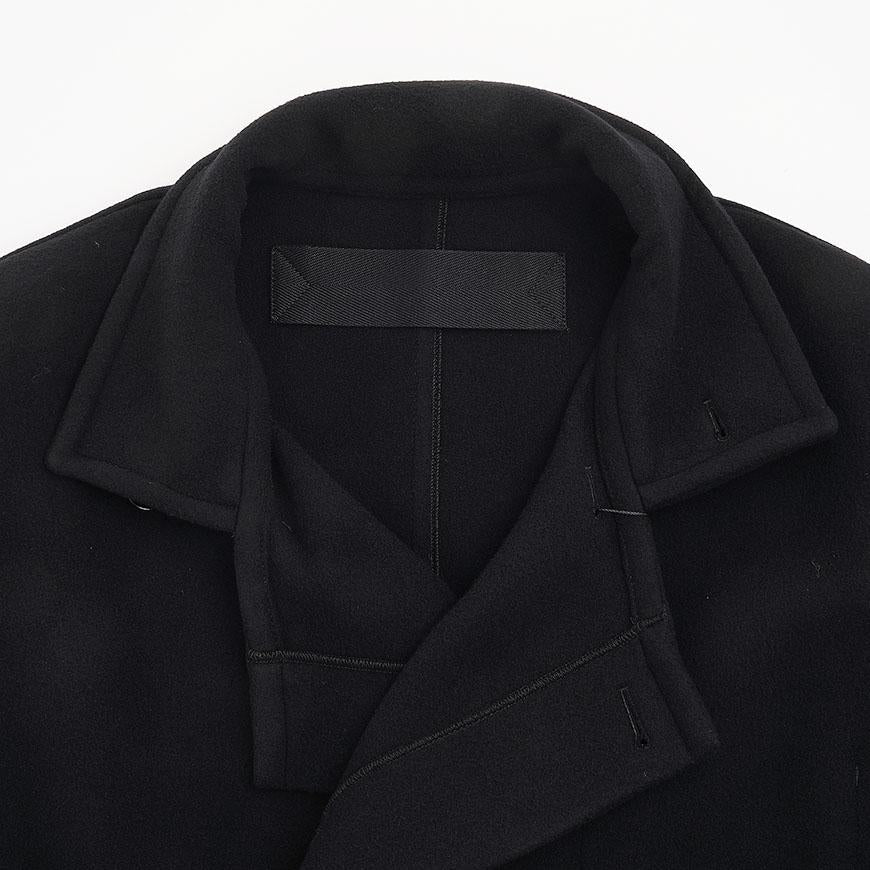 Lemaire Unisex Wrap Double-Breasted Wool Coat Black