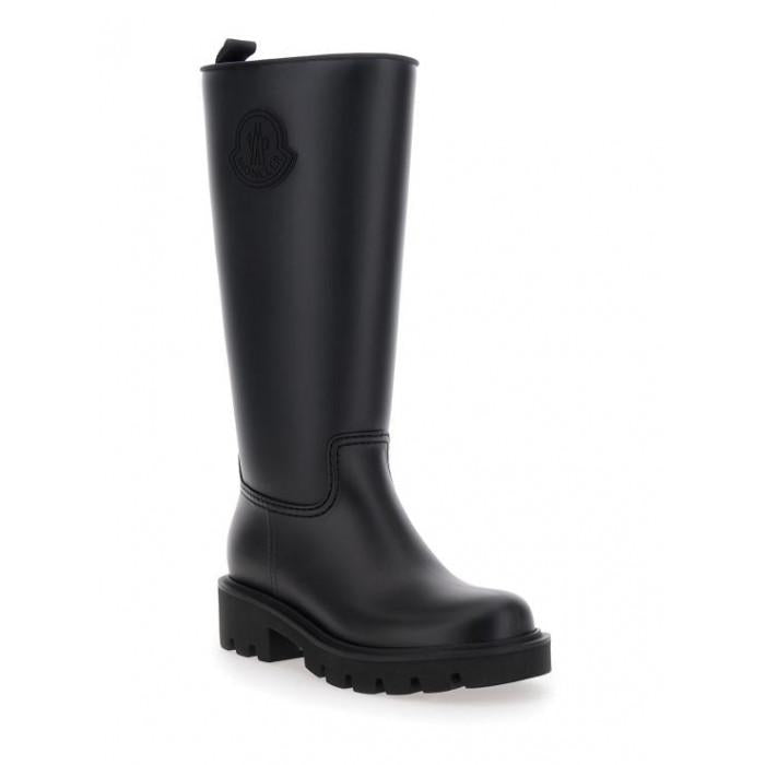 Moncler Kickspring Rain Boots Black Mid Calf Rubber Women’s
