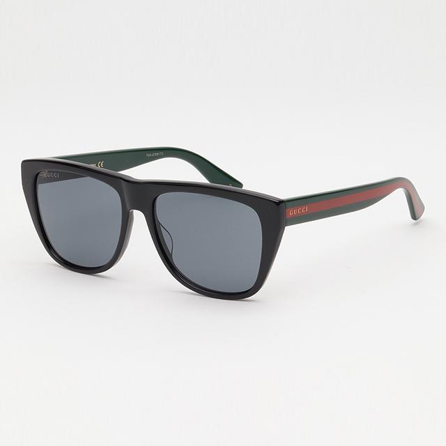GUCCI Black Acetate Striped Temple Square Sunglasses Unisex
