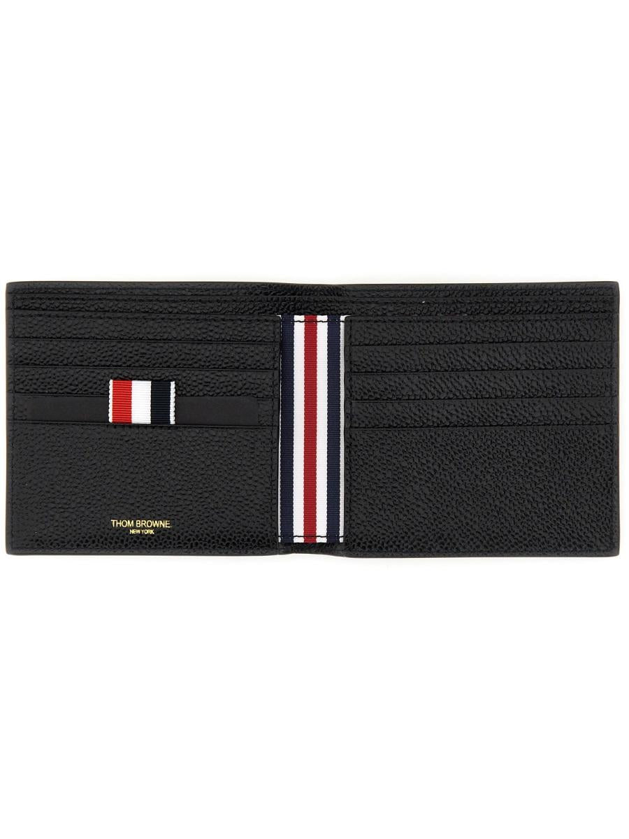 THOM BROWNE Black Leather Bifold Wallet
