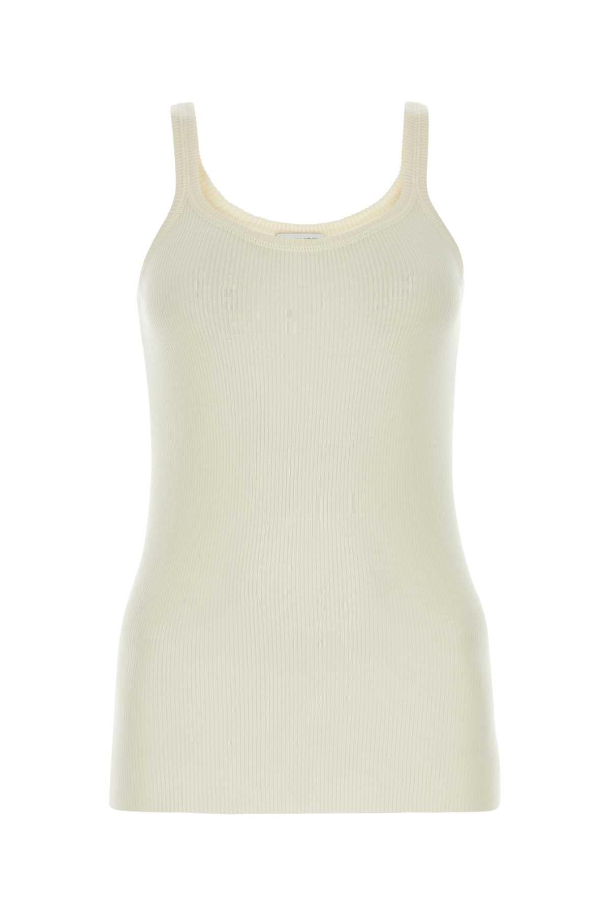 Bottega Veneta Ribbed Cotton Tank Top Beige Sleeveless Shirt