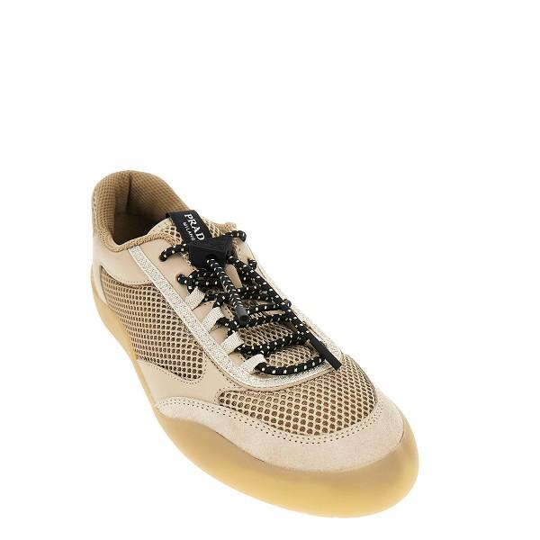 PRADA White Leather Low-Top Sneakers