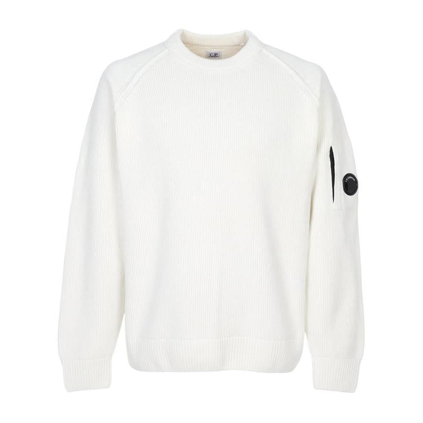 CP Company Men's Round Neck Knit Sweater White