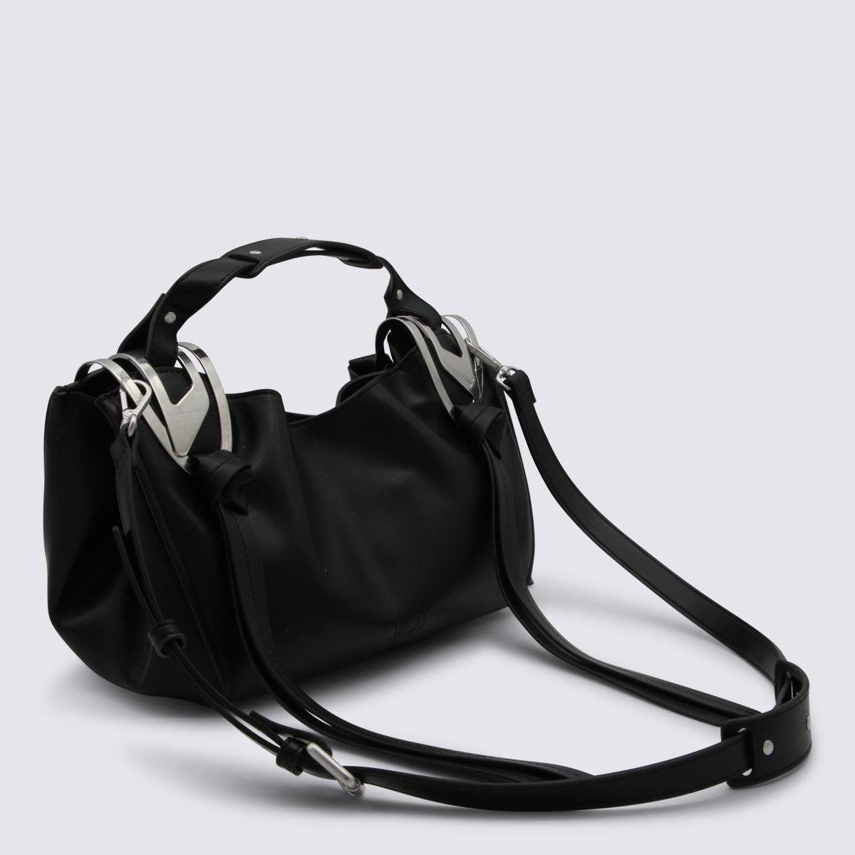 DIESEL Black Leather Shoulder Tote Bag