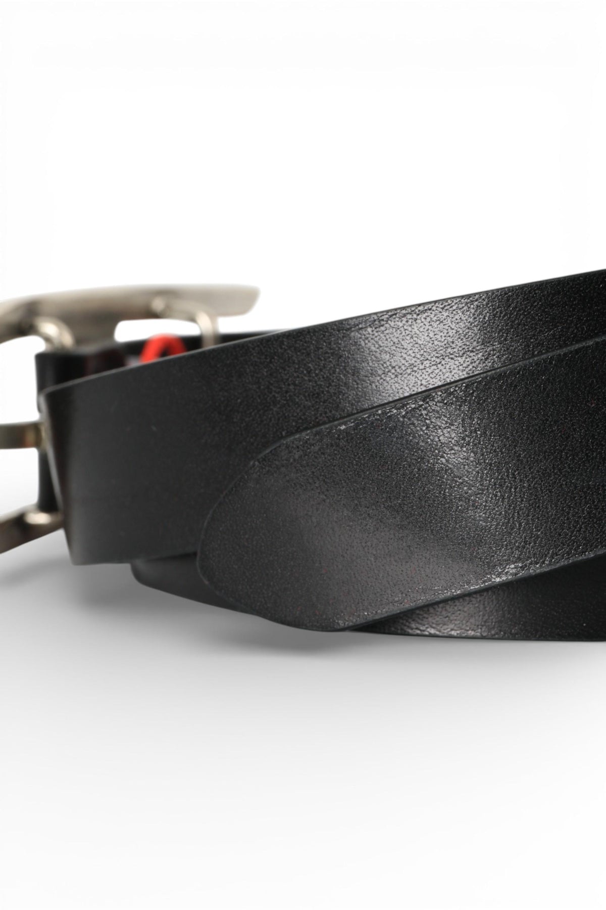 DIESEL Maxi D Buckle BDLOGO Leather Belt Black