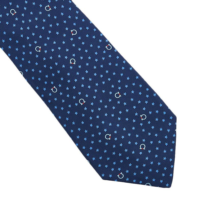 Ferragamo Gancini Silk Tie for Men 35 0874 F NAVY 0761807
