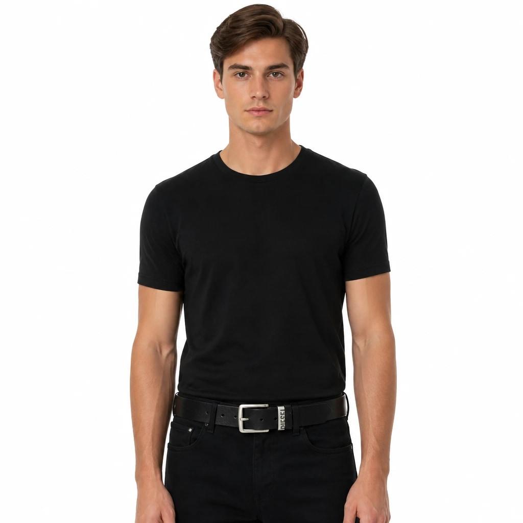DIESEL B-Visible Leather Belt Black