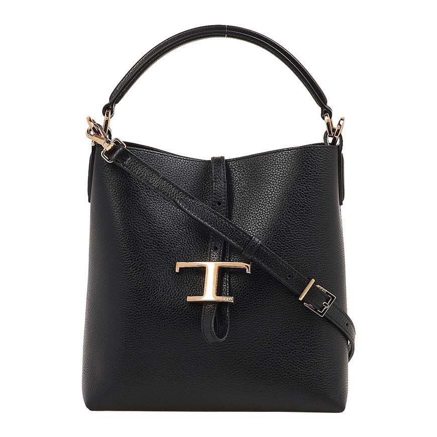Tods T Timeless Mini Bucket Bag Black Leather Shoulder Bag Women