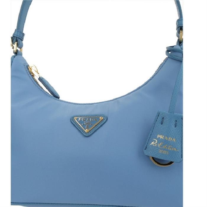 PRADA Re-Nylon Triangle Logo Hobo Shoulder Bag Blue