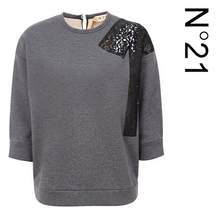 N˚21 Oversized Neoprene Gray Sweatshirt