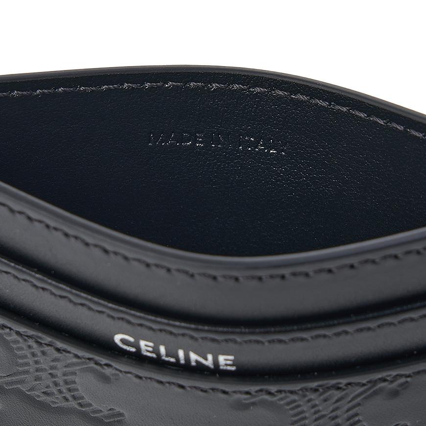 CELINE Men’s Triomphe Quilted Leather Card Holder Wallet Silver