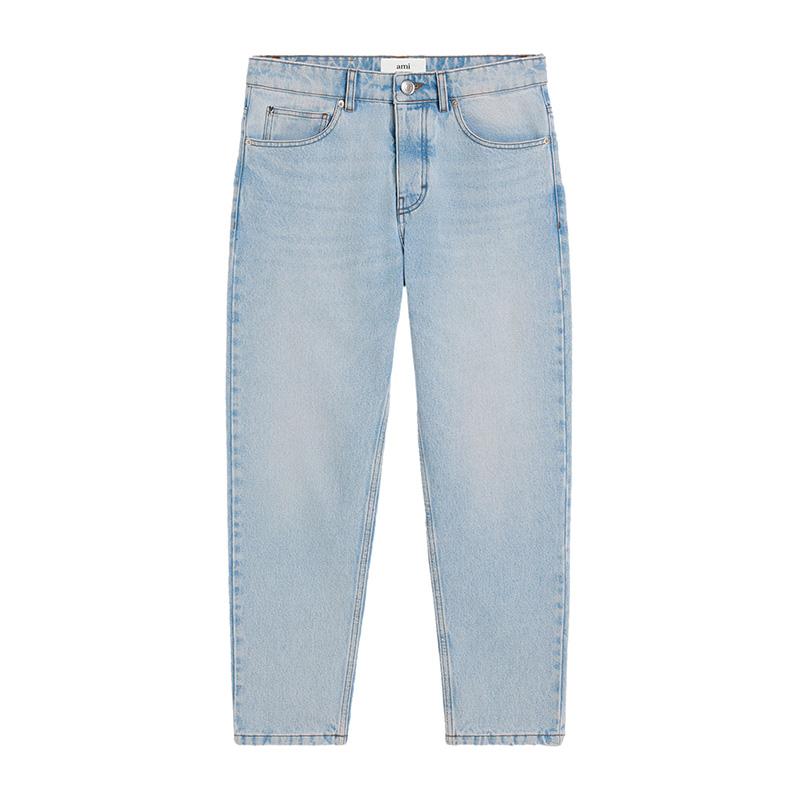 AMI Tapered Fit Blue Denim Jeans HTR103 DE0027 448