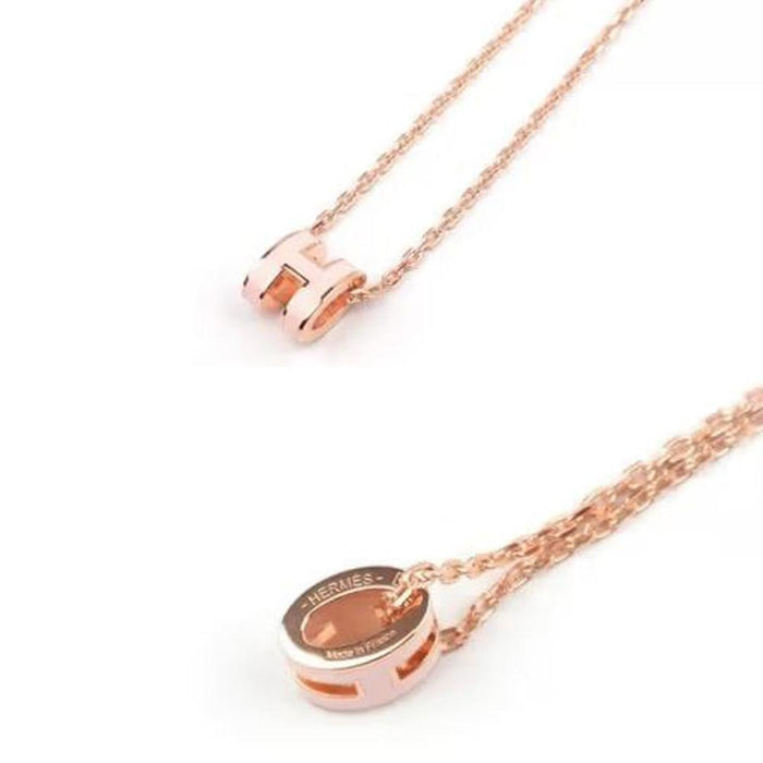 HERMES Mini Pop H Necklace Rose Gold Rose Dragée
