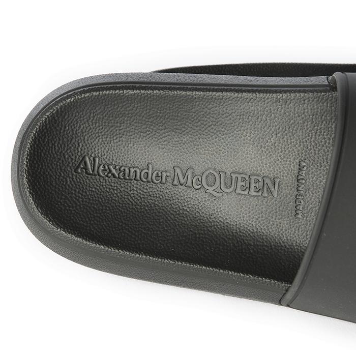 Alexander Mcqueen Rubber Logo Slide Sandals Black