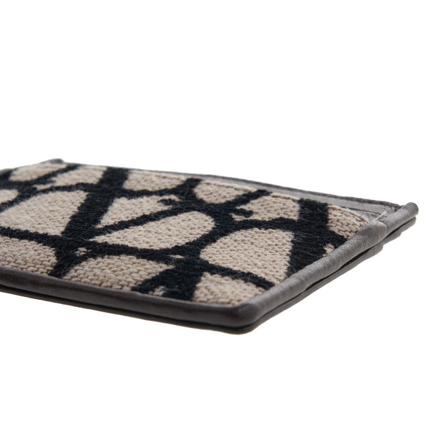 VALENTINO Garavani Toile Iconographe Men's Leather Card Holder