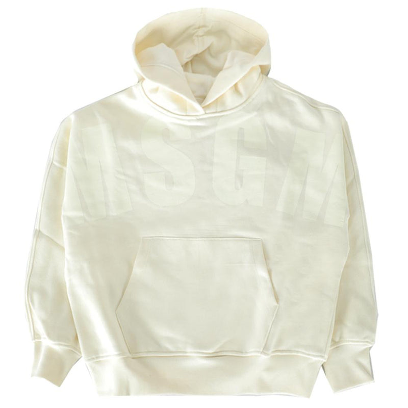 MSGM Women’s Kids Logo Print Hoodie Sweatshirt White Cotton
