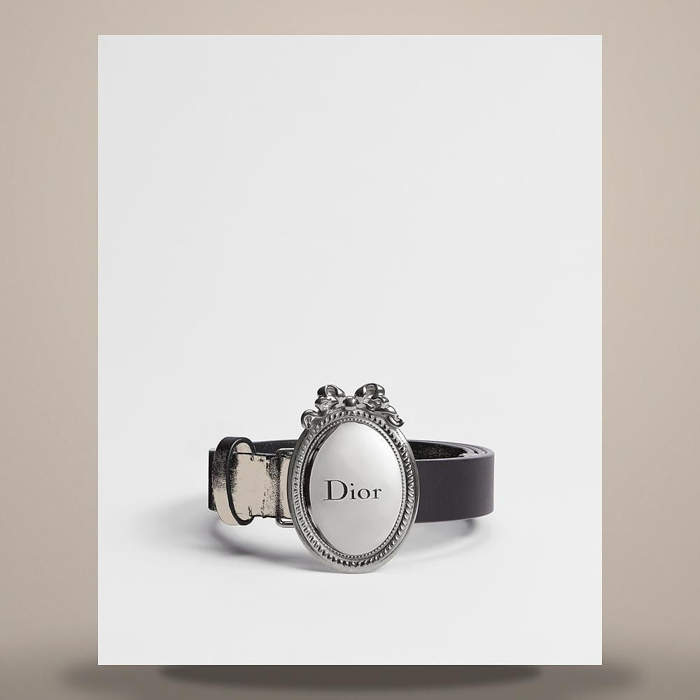 DIOR Black Smooth Calfskin Medallion Belt 25mm B1022VGBK M900